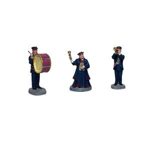 Lemax Caddington Village Collection of 3 Band Members Trumpet Bassdrum Handbell.